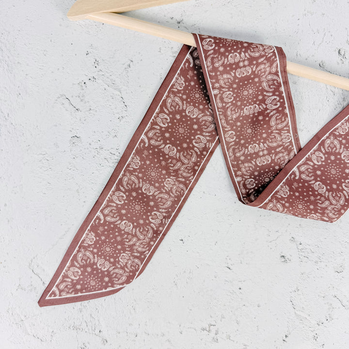 Kaylah Paisley Skinny Scarf – Rust