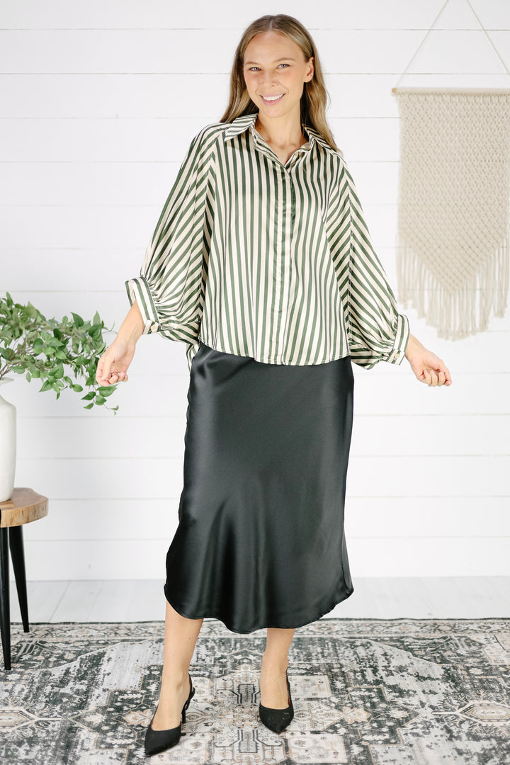 Ariel Stripe Blouse - Olive