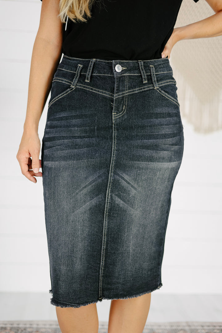 Weslynn Denim Skirt - Black
