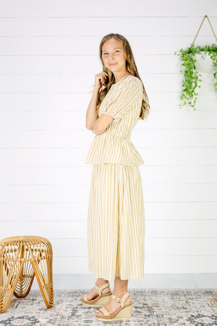 Brooklyn Stripe Top- Camel