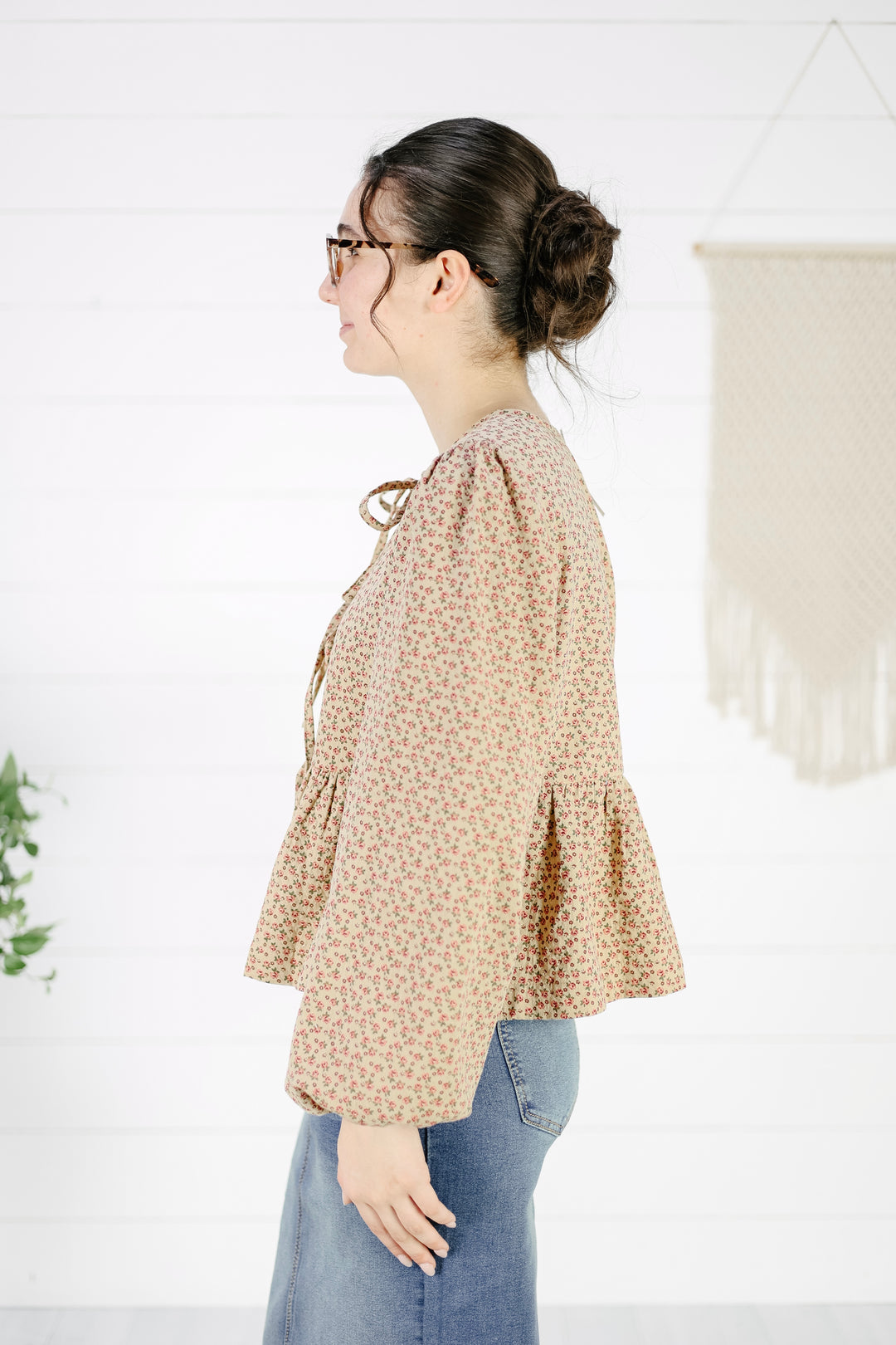 Nylah Peplum Blouse - Tan
