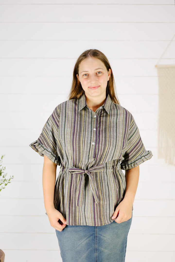 Hallen Stripe Top- Plum