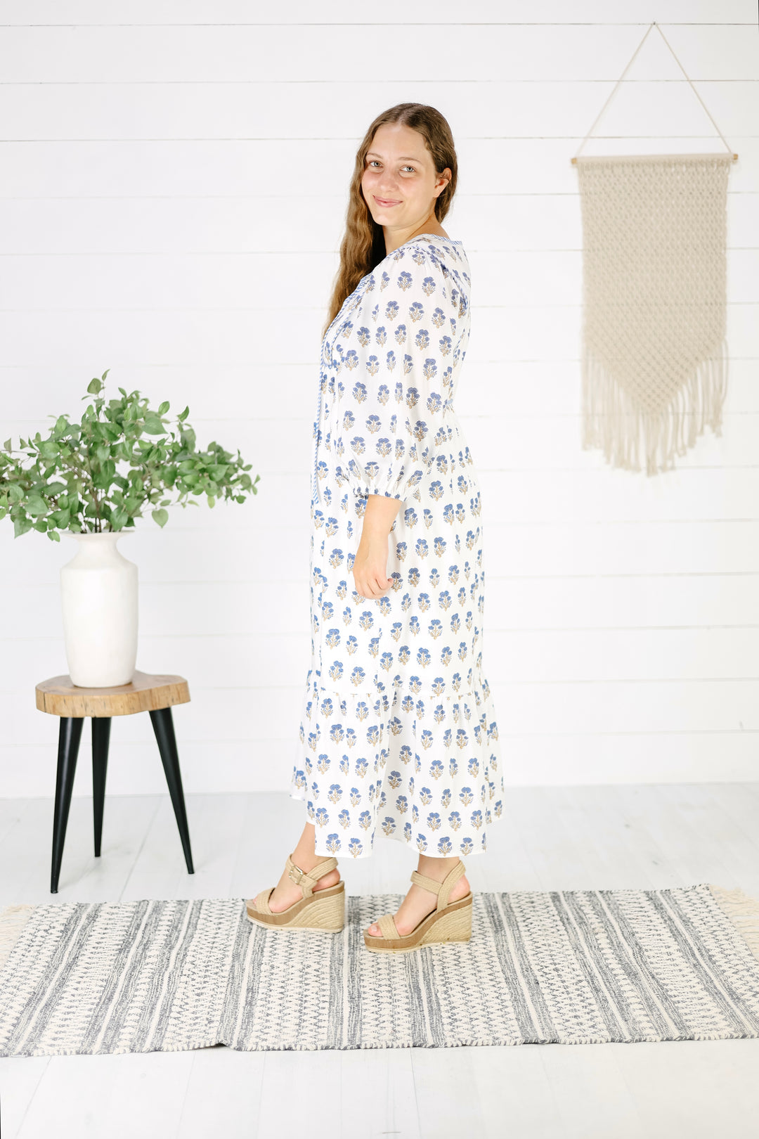Kinney Floral Midi Dress- Blue