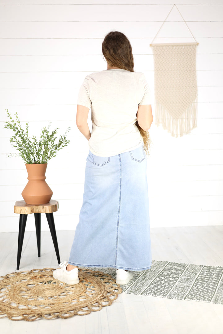 Cassidy Maxi Denim Skirt- Lt. Indigo