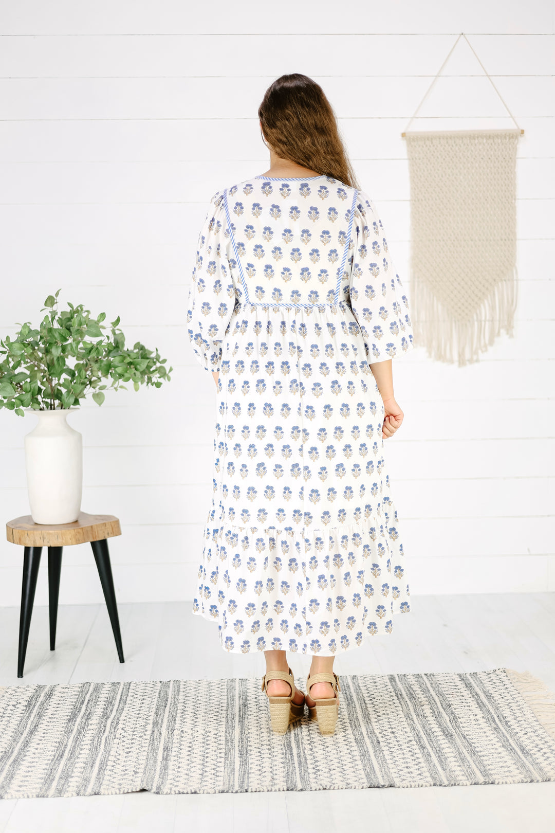 Kinney Floral Midi Dress- Blue