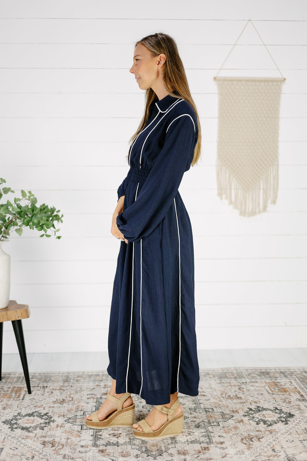 Kelsi Long Sleeve Maxi Dress- Navy