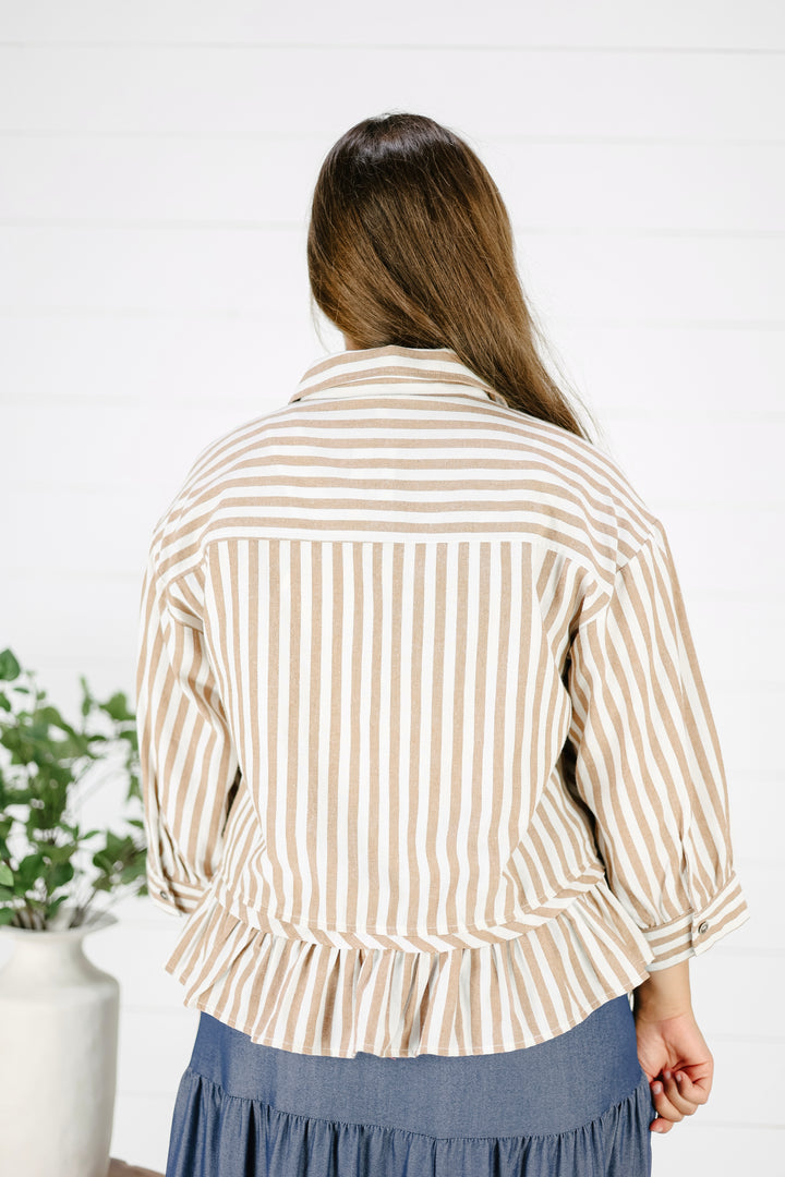 Caelynn Stripe Top- Mocha