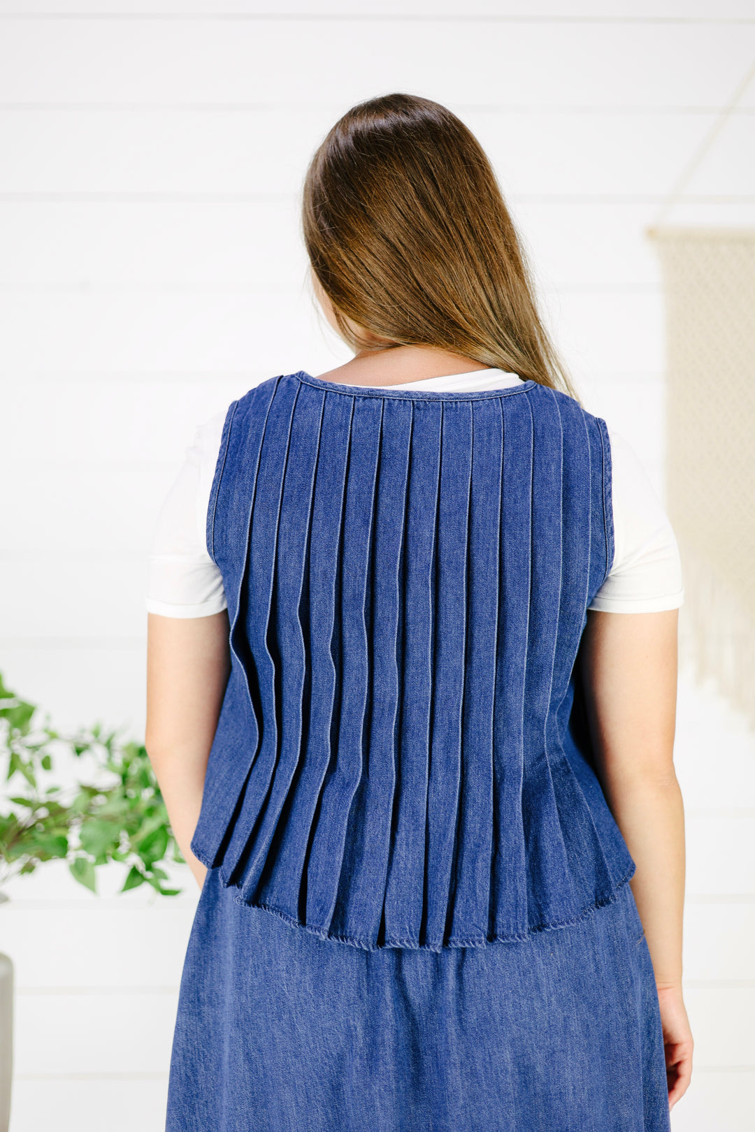 Brielle Front Tie Vest- Denim