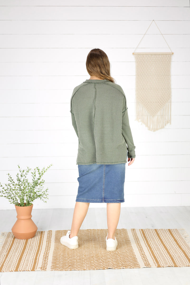 Baylor Top- Dk. Olive