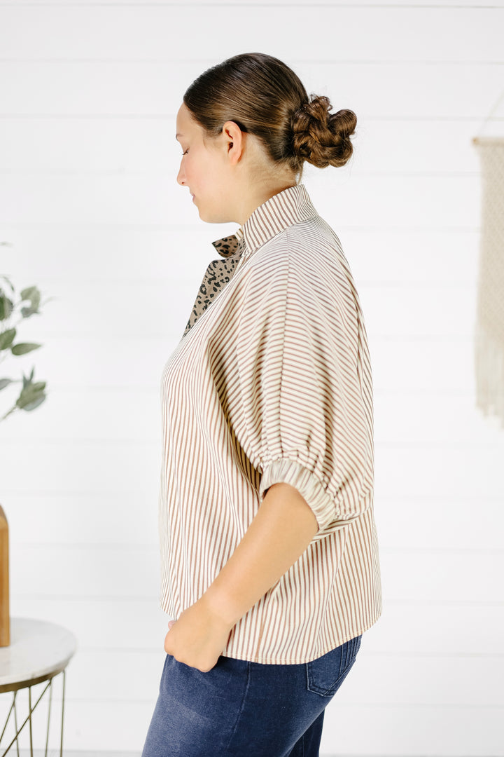 Knox Striped Top - Mocha
