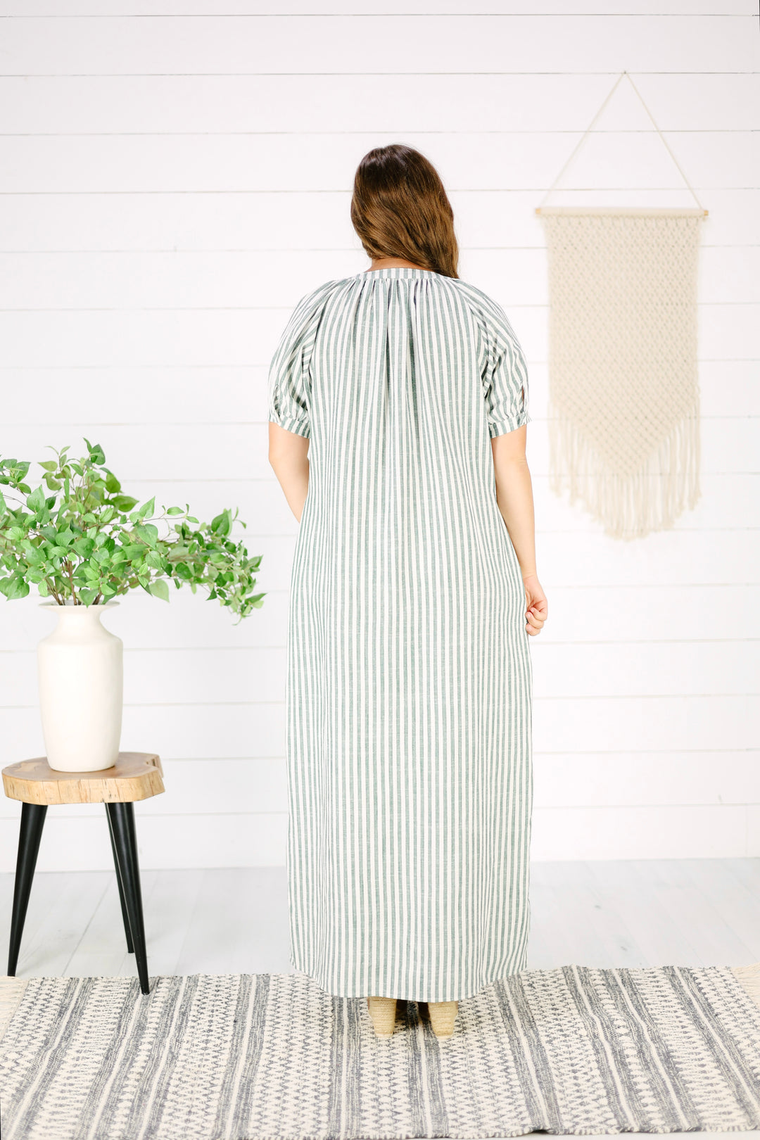 Kinslee Stripe Maxi Dress-Green