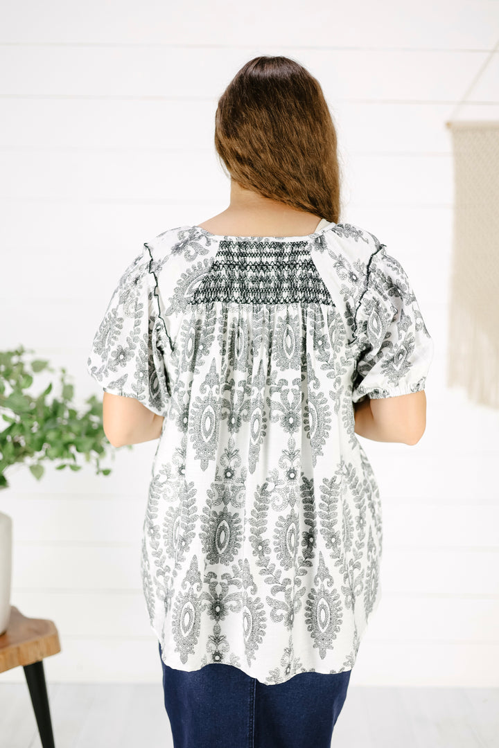 Suzette Print Top- Black