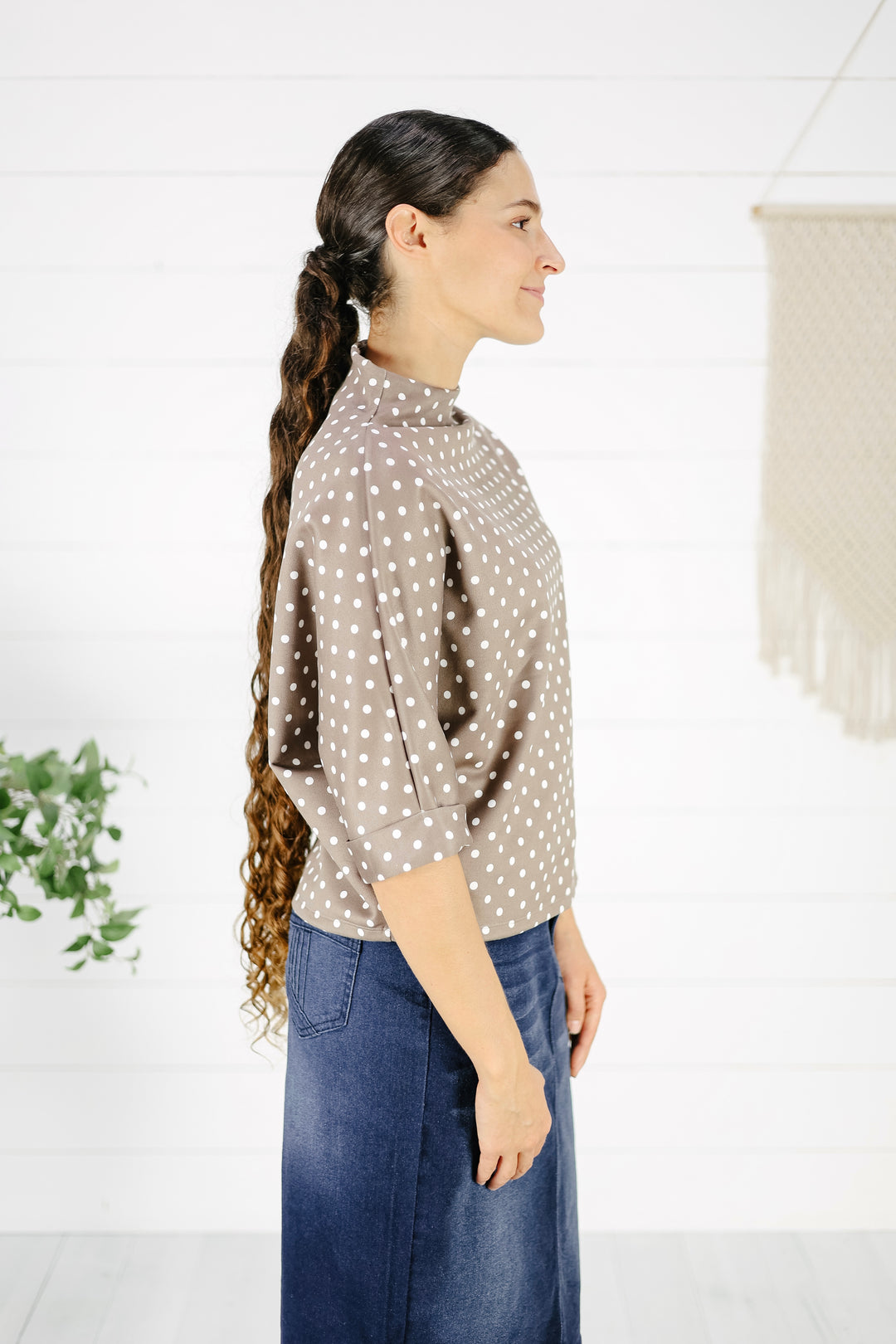 Delphi Polka Dot Top - Mocha