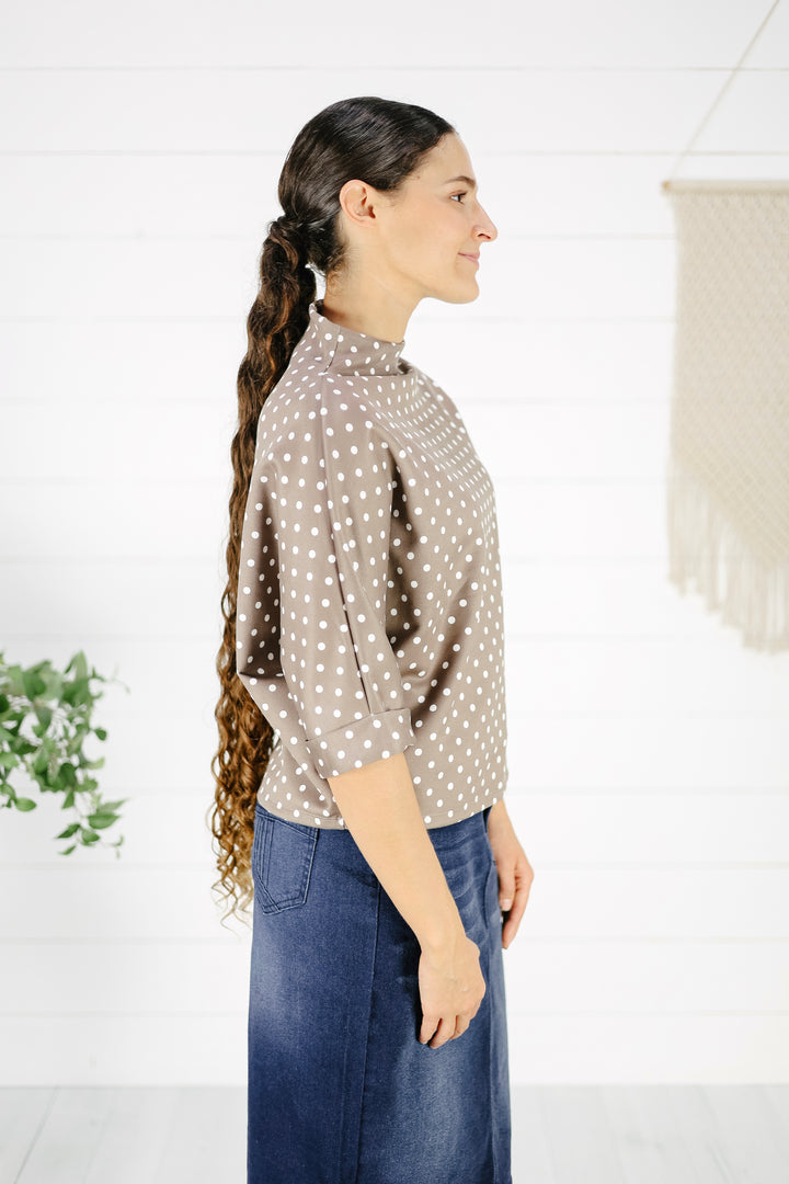 Delphi Polka Dot Top - Mocha