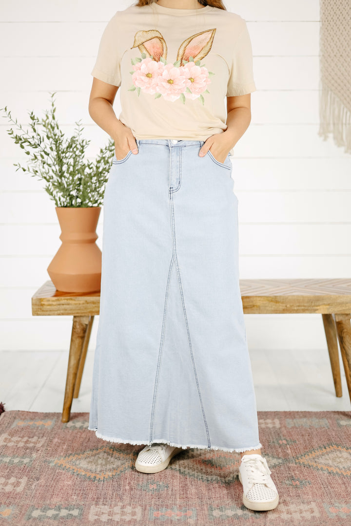 Baylee Maxi Denim Skirt-Lt. Indigo