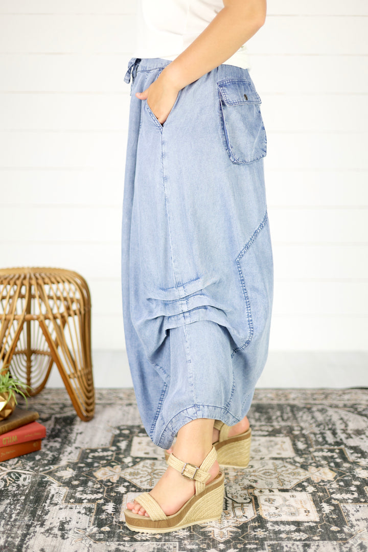 Baxter Chambray Midi Skirt- Denim