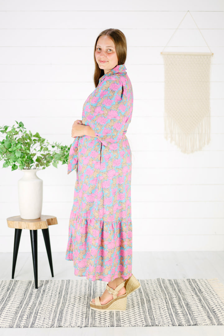 Allison Floral Midi Dress-Multi
