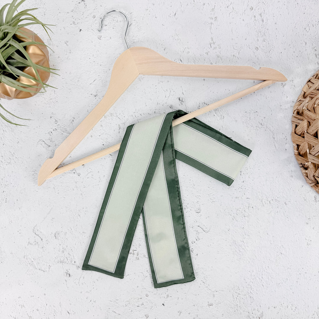 Evergreen Border Skinny Scarf