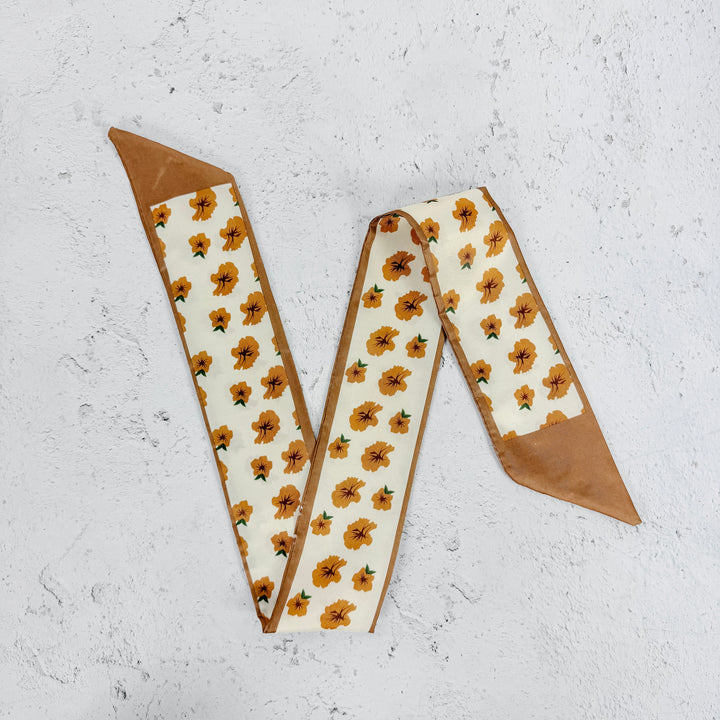 Poppy Floral Skinny Scarf-Orange