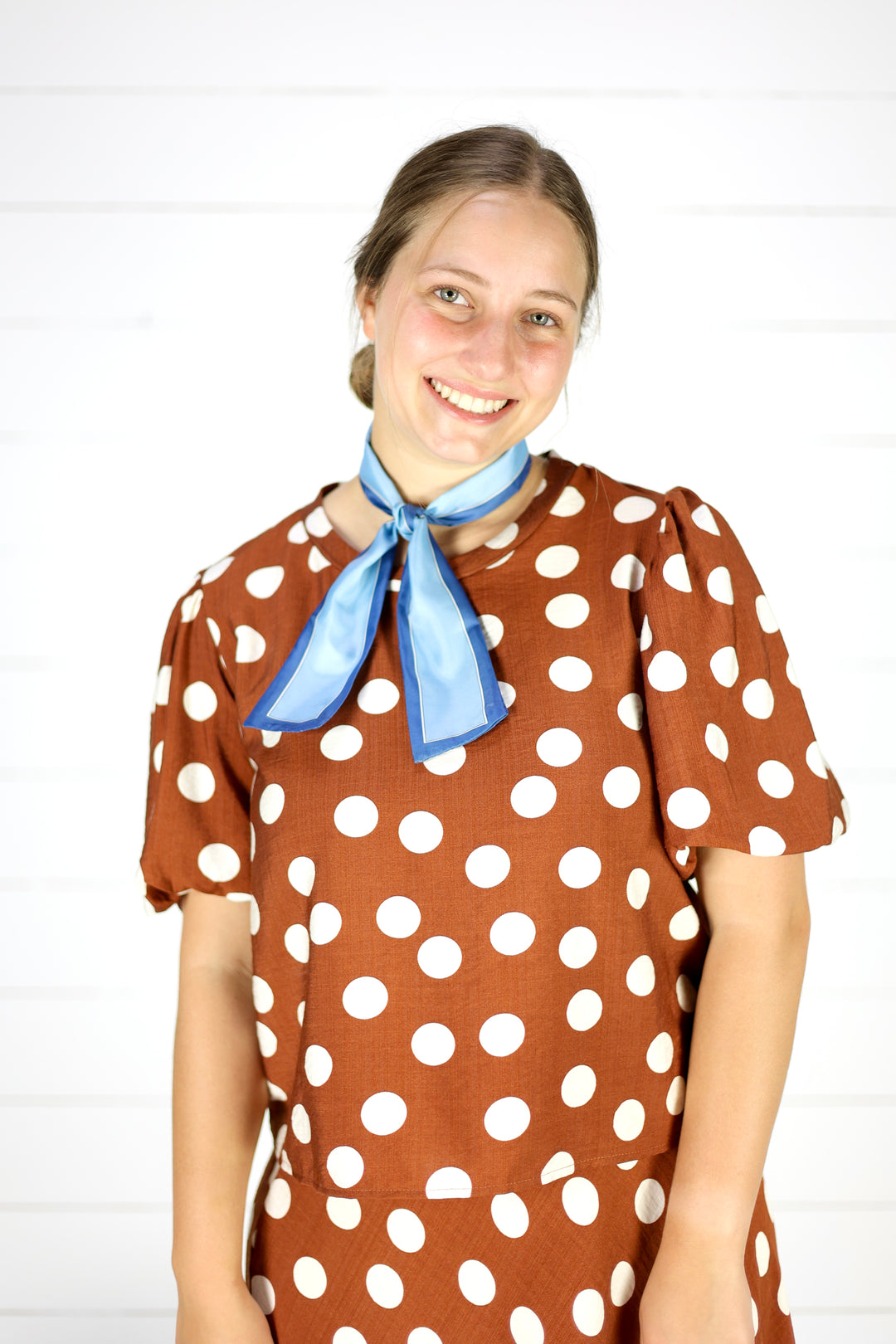 Greer Polka Dot Blouse - Brown