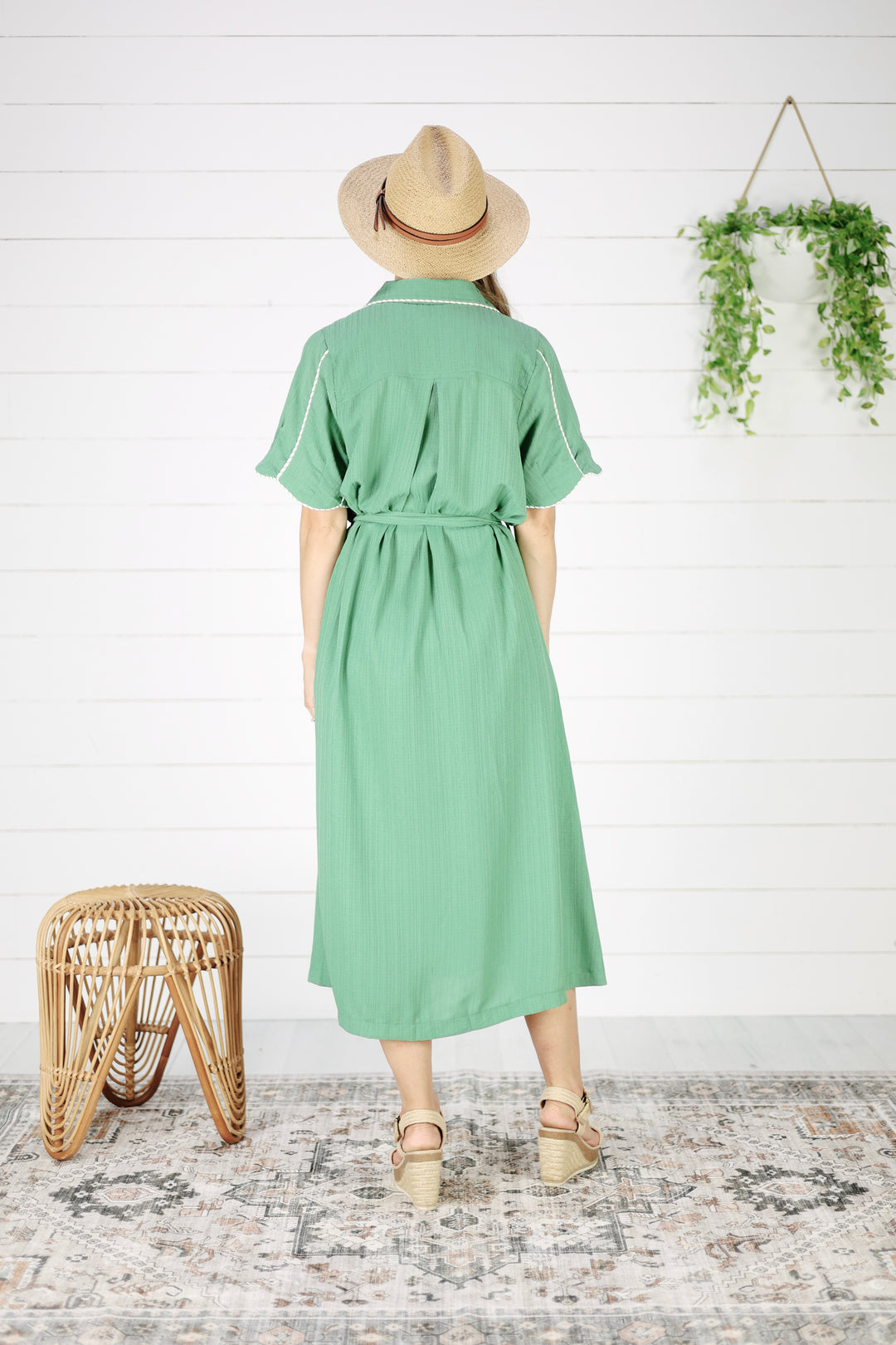 Ginelle Button Down Midi Dress- Sage, Button Down-Nursing Friendly Dress, Summer Dress Medium / Sage