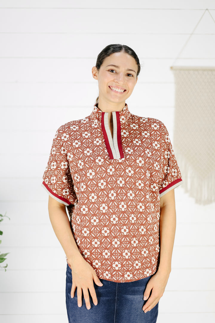 Giovanni Textured Top - Rust