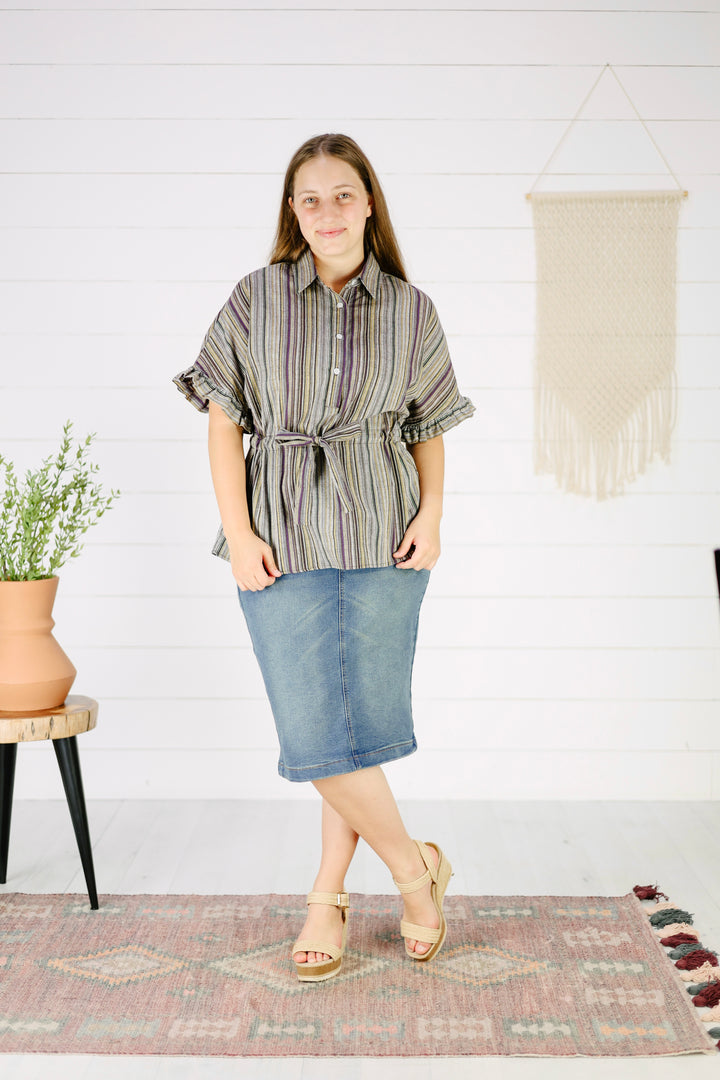 Hallen Stripe Top- Plum