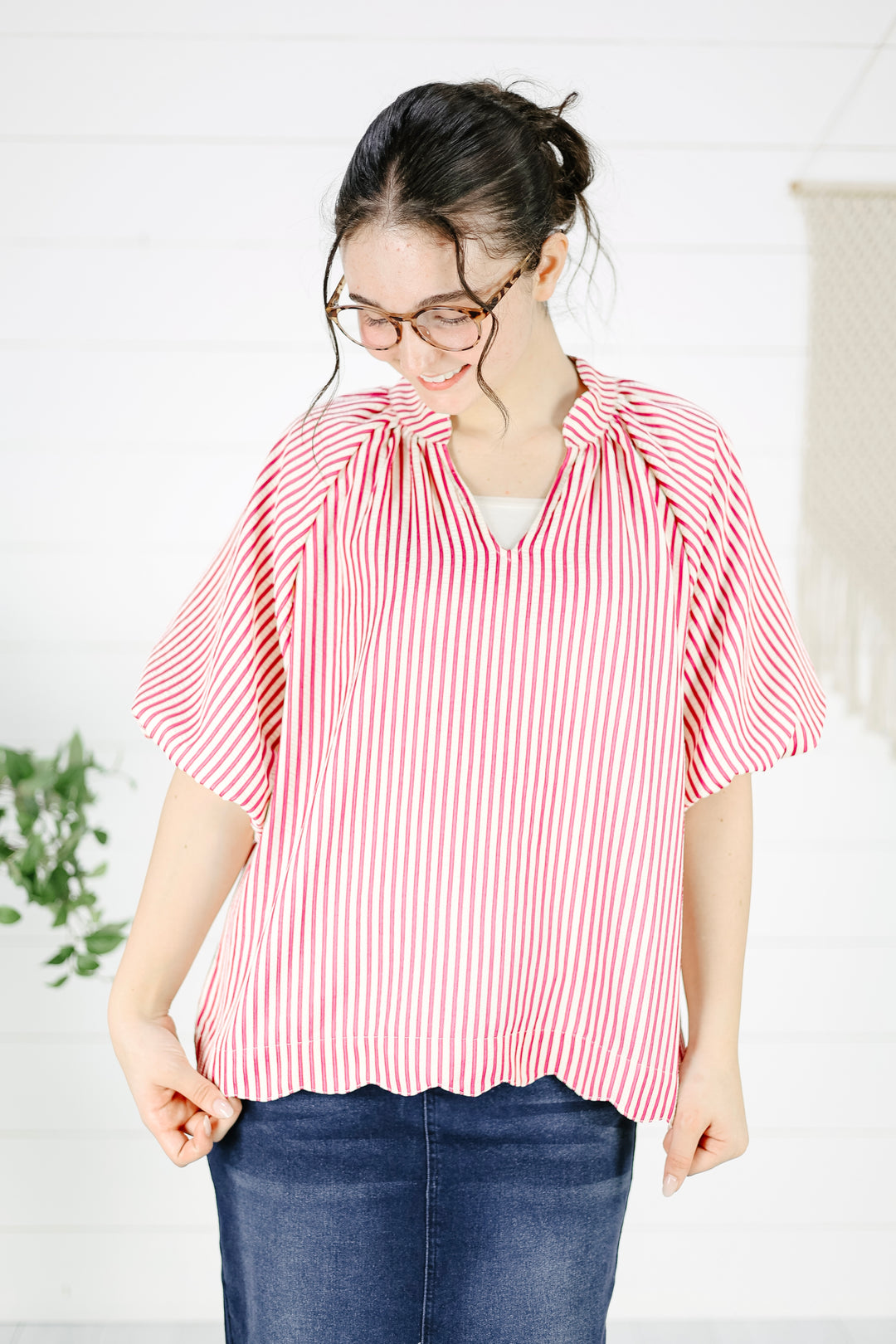 Marilyn Stripe Blouse - Pink