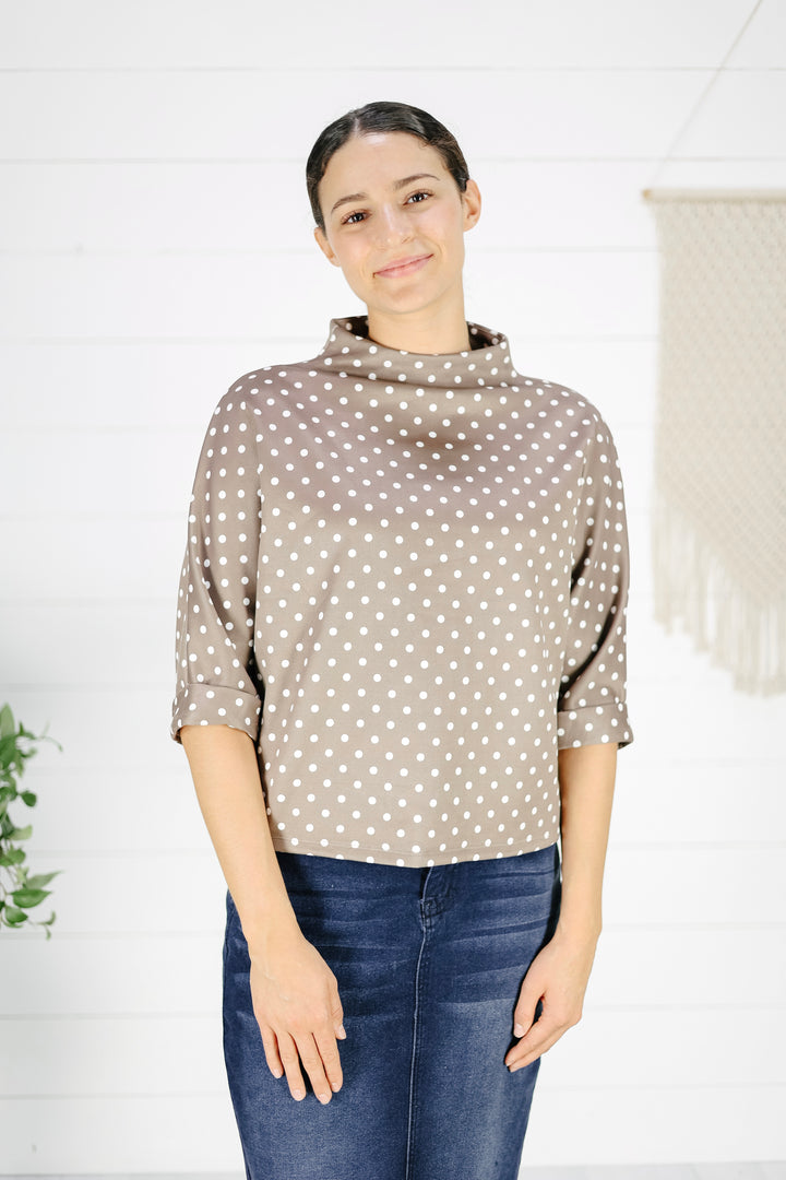 Delphi Polka Dot Top - Mocha
