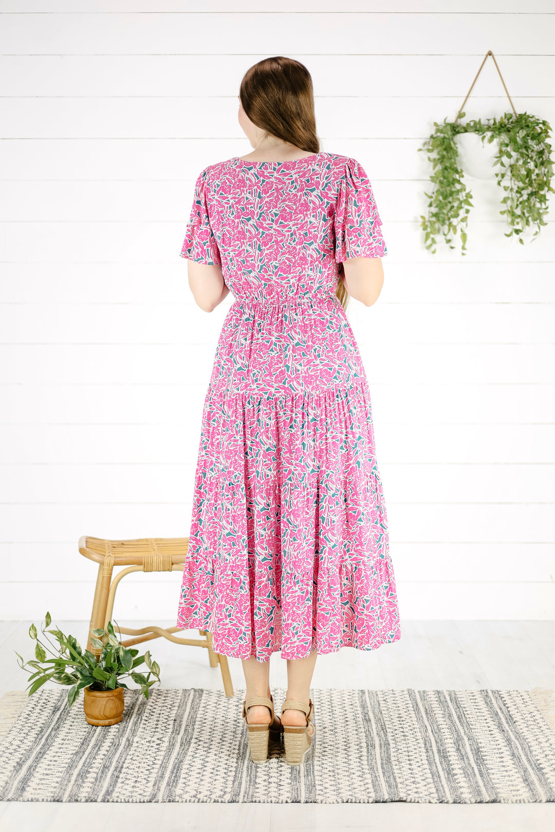 Sophia Floral Midi Dress - Pink/Final Sale