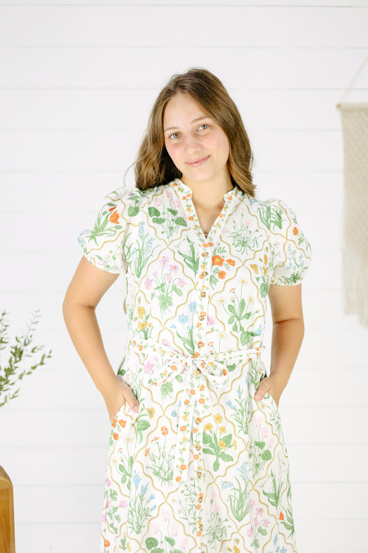 Marie Floral Midi Dress- Multi