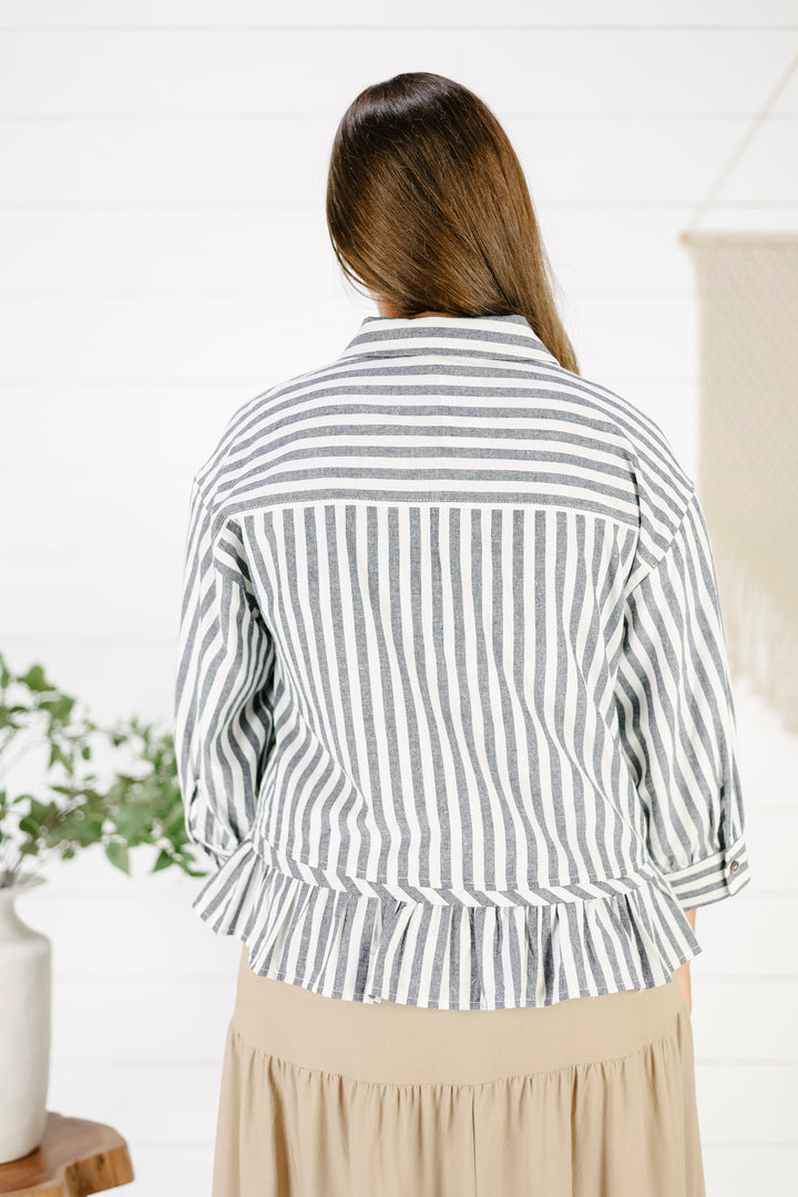 Caelynn Stripe Top- Navy