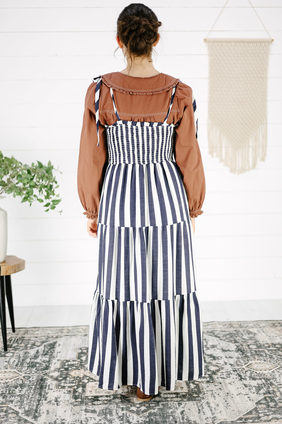 Kilby Striped Tiered Maxi Dress - Navy