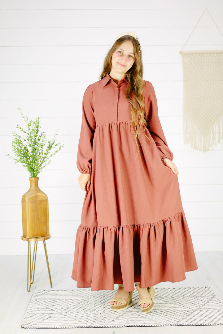 Evangeline Mae Maxi Dress- Terrracotta