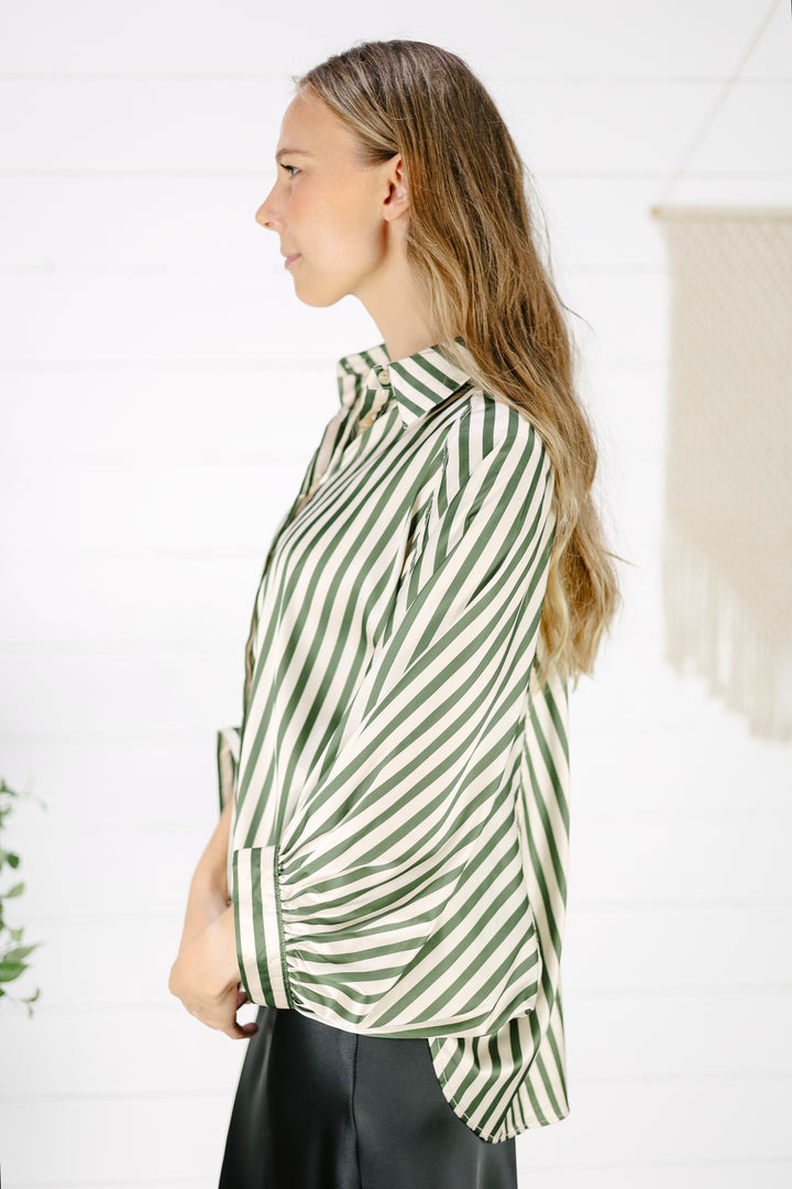Ariel Stripe Blouse - Olive