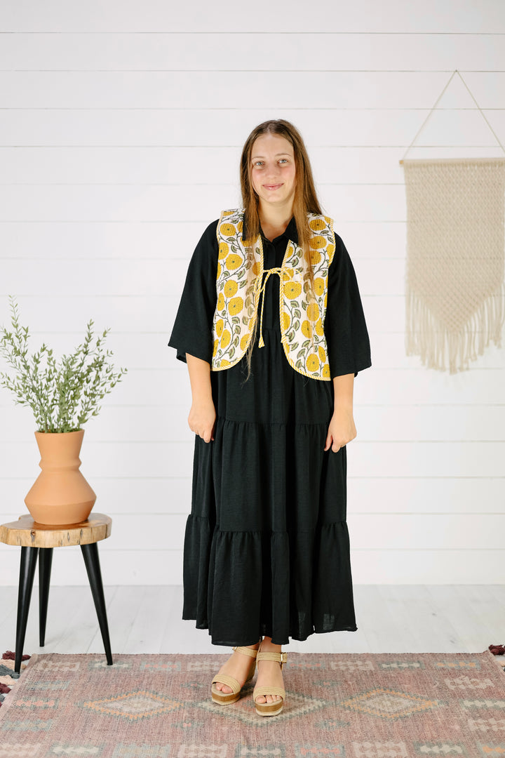 Tildie Floral Vest-Yellow