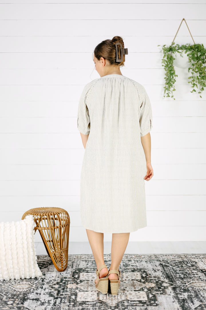 Elaine Stripe Midi Dress- Black