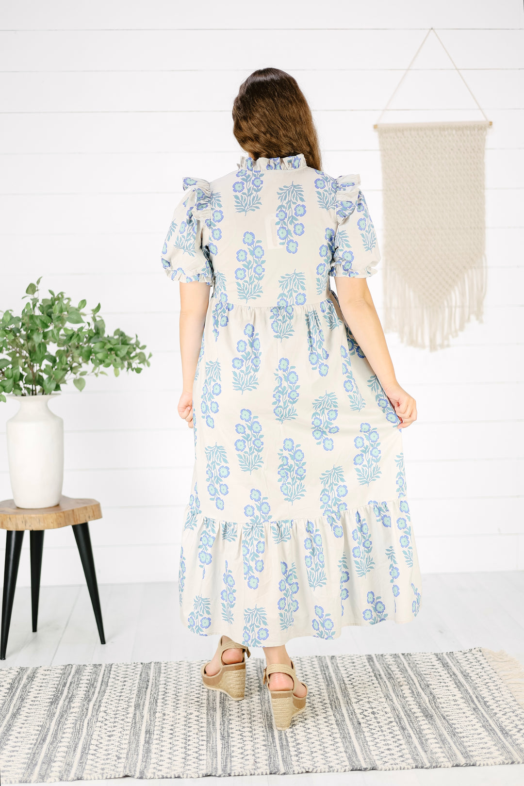 Jessica Floral Midi Dress- Blue
