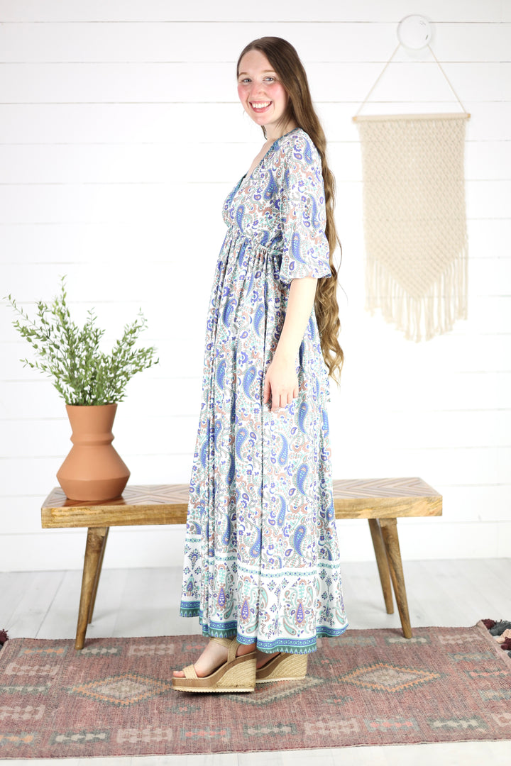 Marti Print Maxi Dress- Indigo
