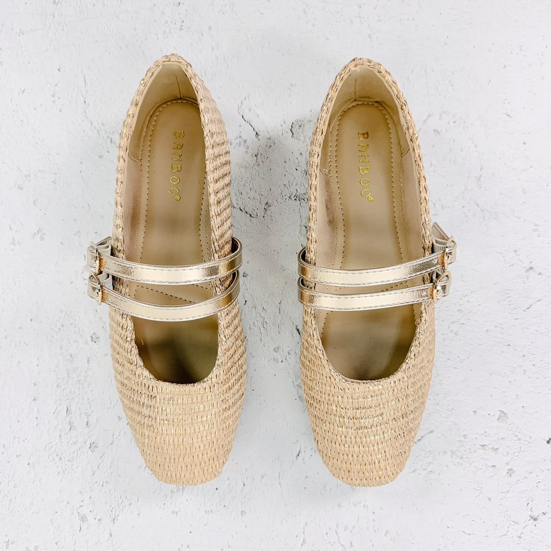 Novali Woven Flats- Gold