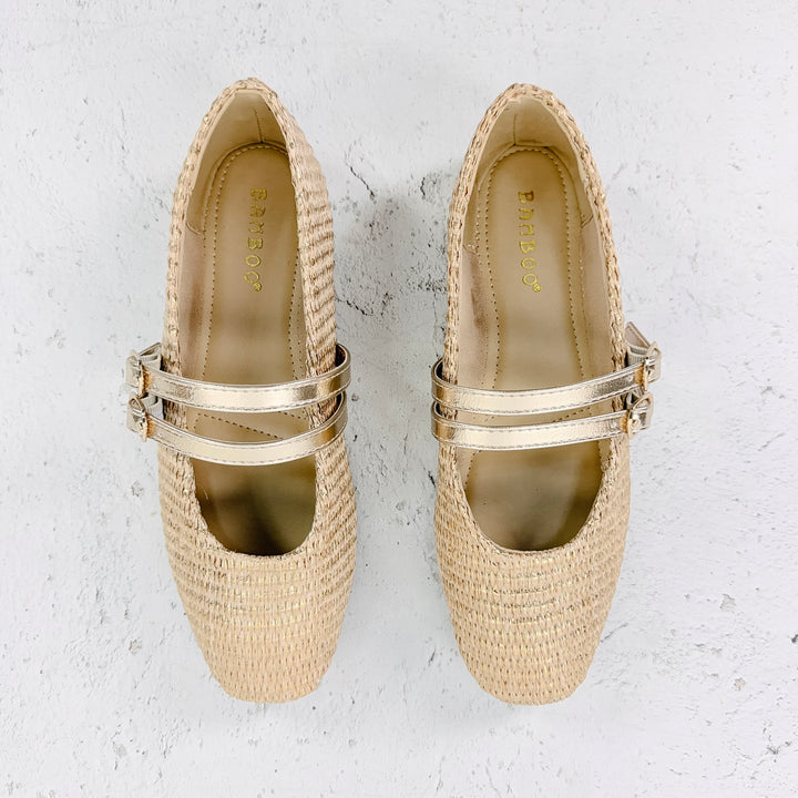 Novali Woven Flats- Gold
