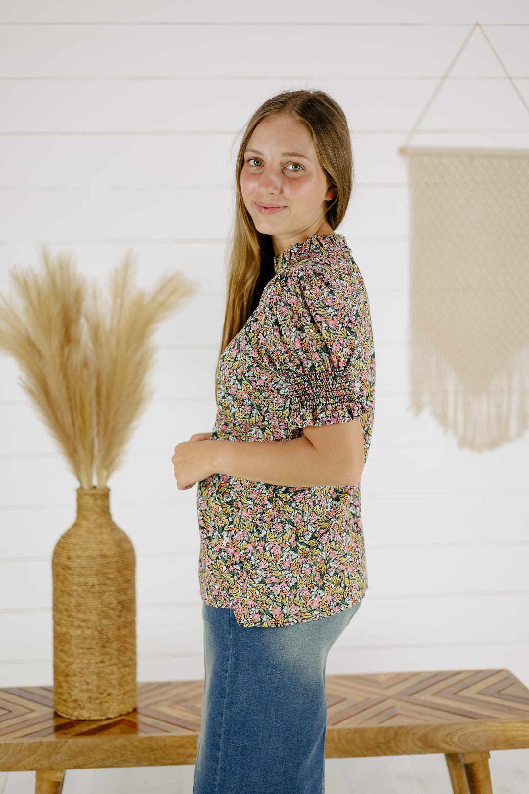 Bessie Floral Top - Black/Final Sale