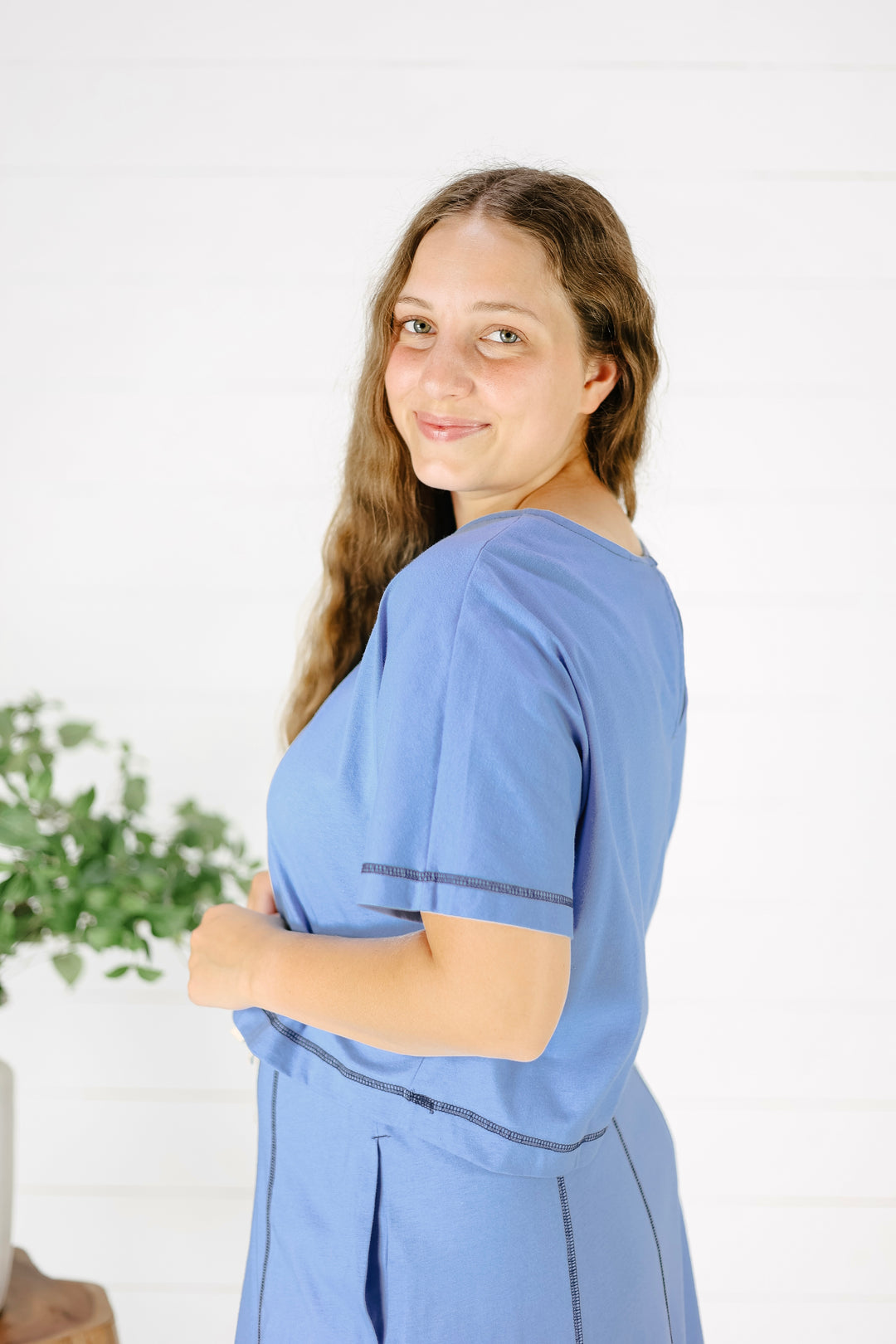 Braxton Crop Top-Blue