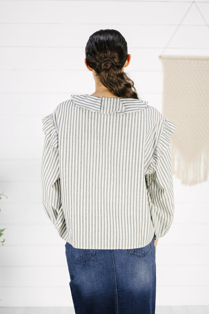 Gwyneth Stripe Blouse - Navy