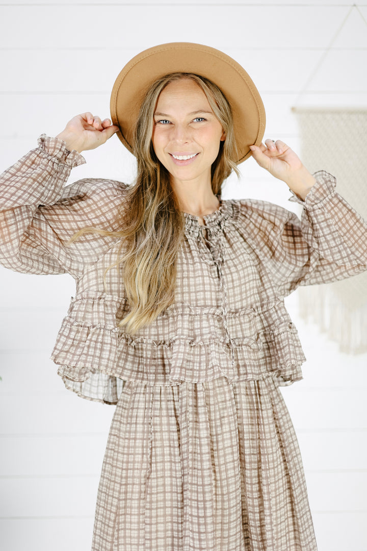 Stella Ruffle Blouse - Brown
