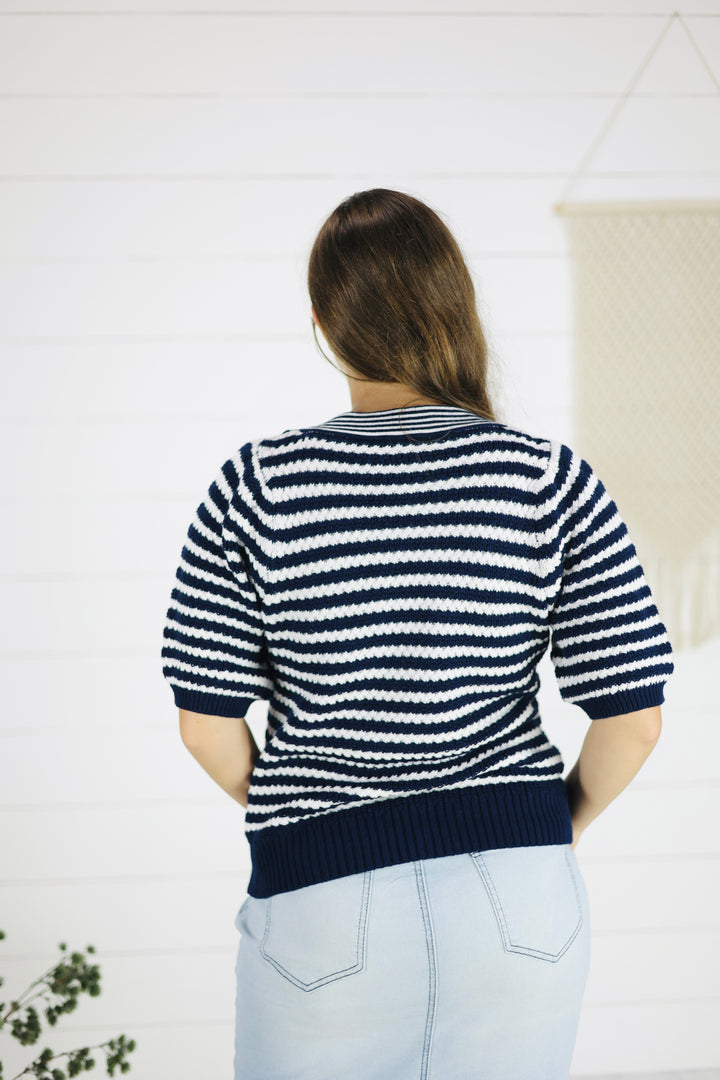 Emely Bow Cardigan-Navy