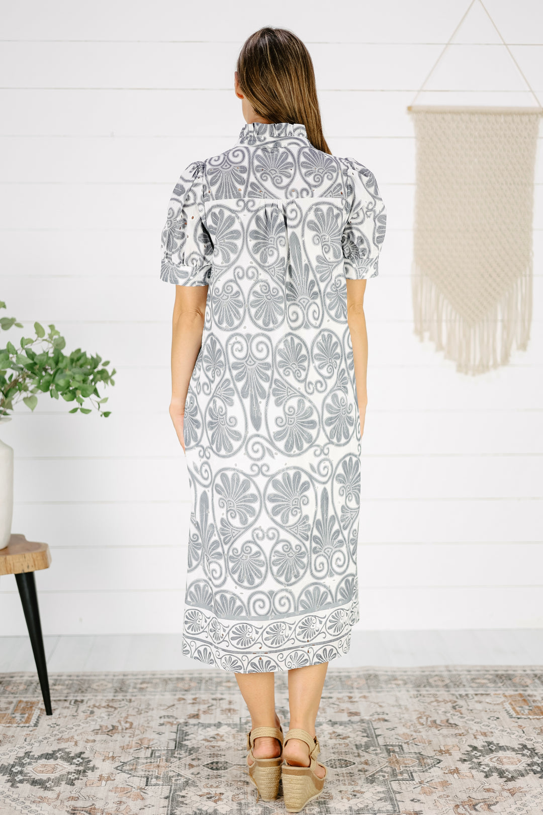 Roxanne Button Down Midi Dress- Charcoal