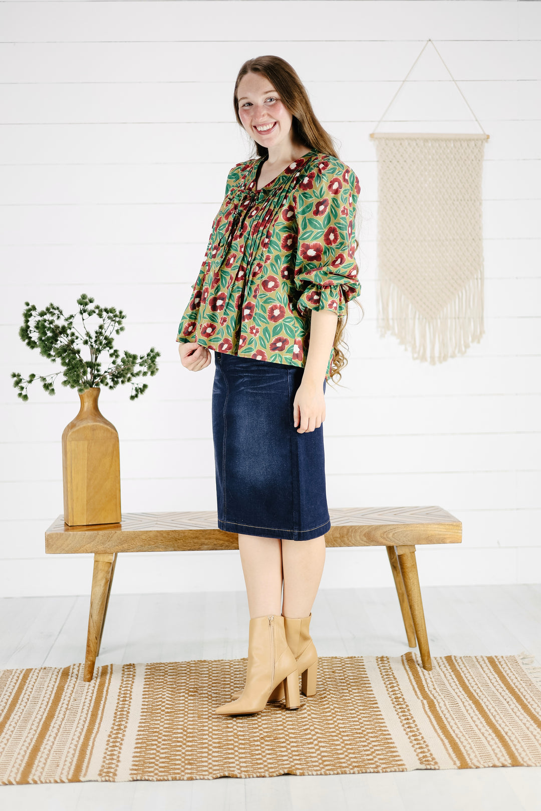 Mackenzie Floral Top- Burgundy/Final Sale