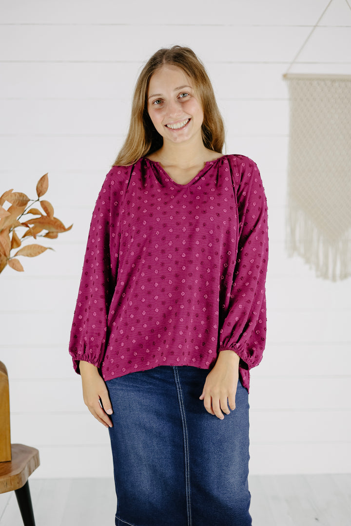 Fiona Textured Top - Magenta/Final Sale