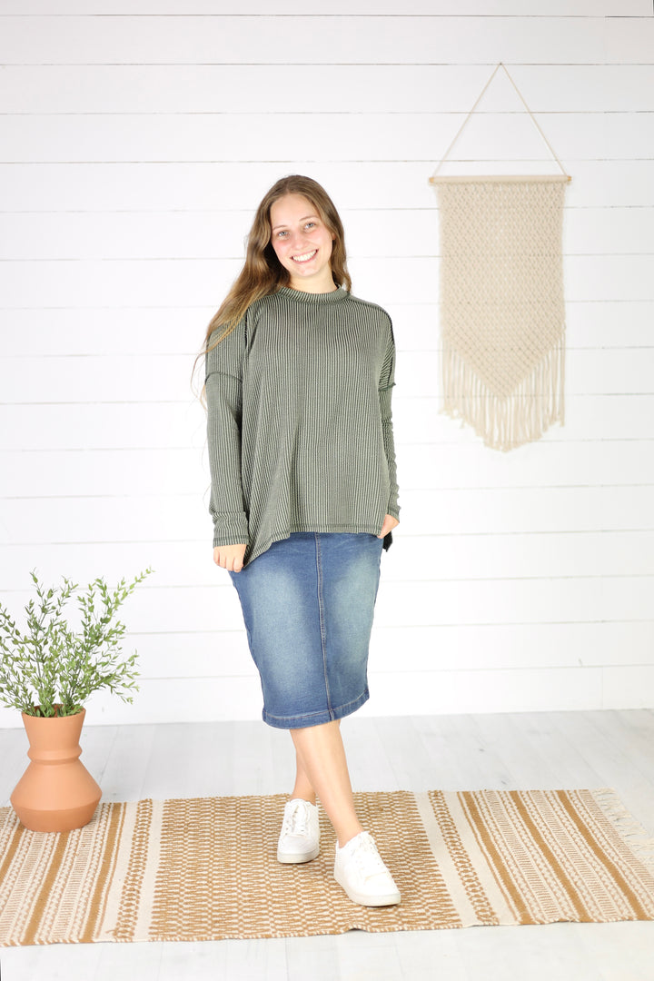 Baylor Top- Dk. Olive